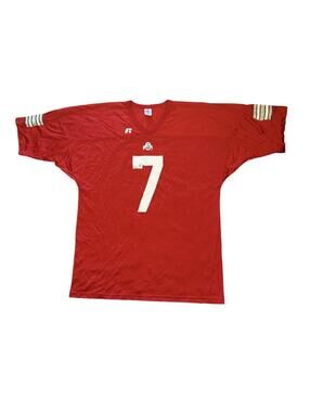 Vintage Russell Athletic Ohio State Buckeyes #7 Red Football Jersey Men's 2XL
